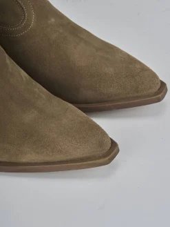 Stivaletti tacco 5cm camoscio beige