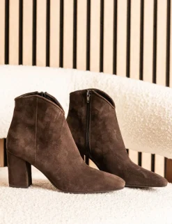 Stivaletti tacco 7cm camoscio testa