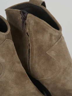 Stivaletti tacco 7cm camoscio beige