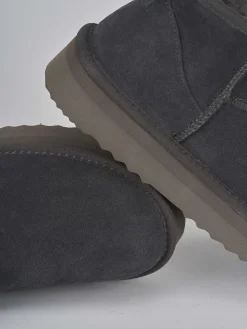 Stivaletti tacco 2cm camoscio grigio