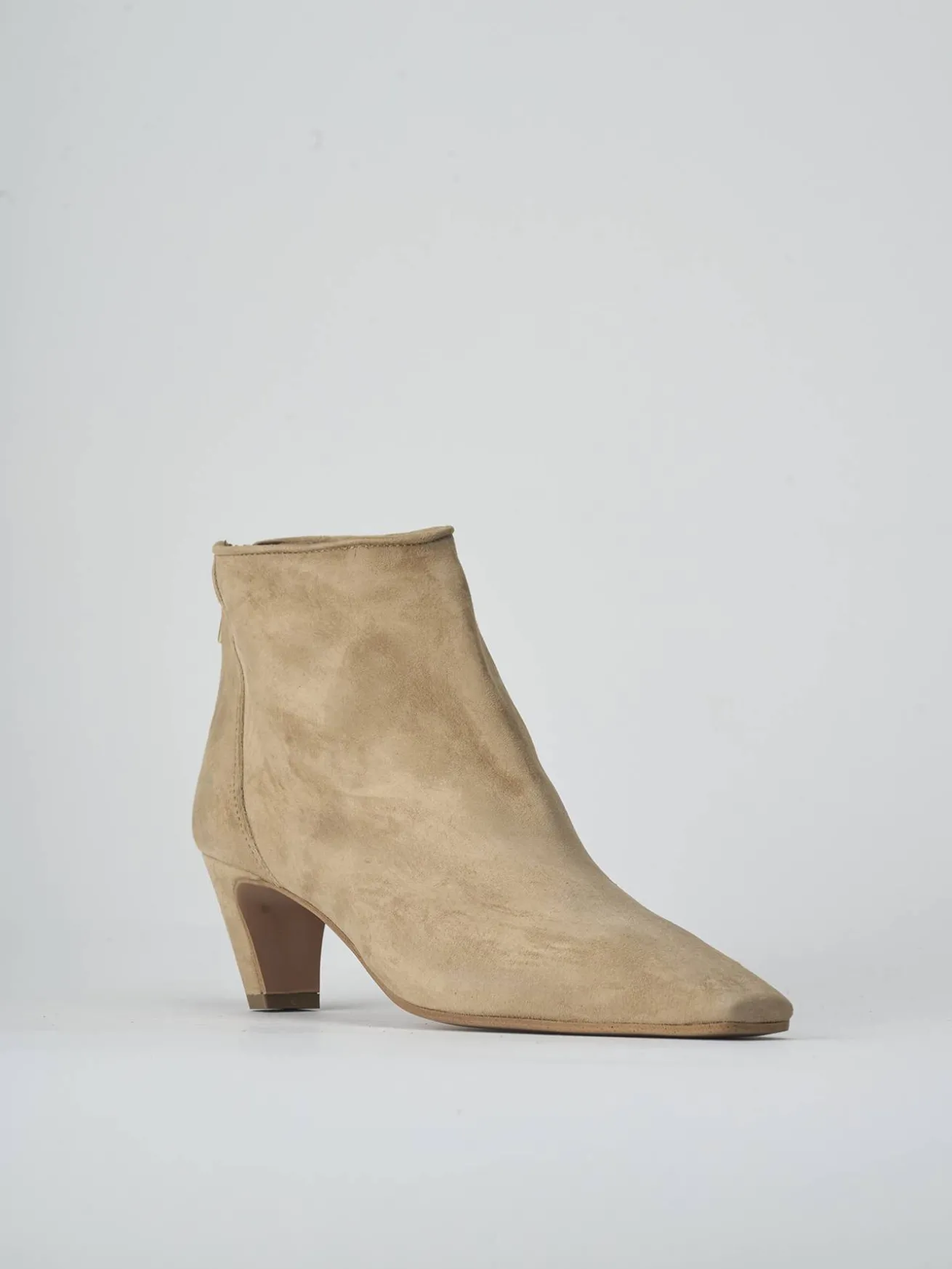 Stivaletti tacco 5cm camoscio marrone