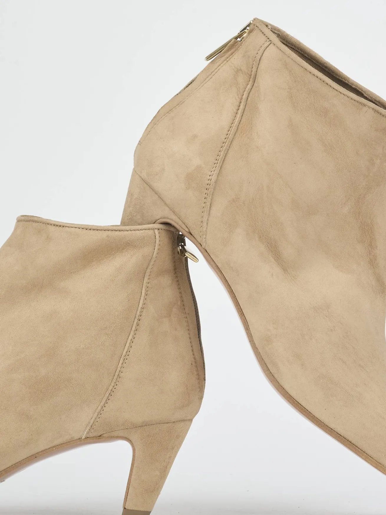 Stivaletti tacco 5cm camoscio marrone