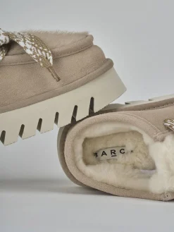 Stivaletti tacco 3cm camoscio beige