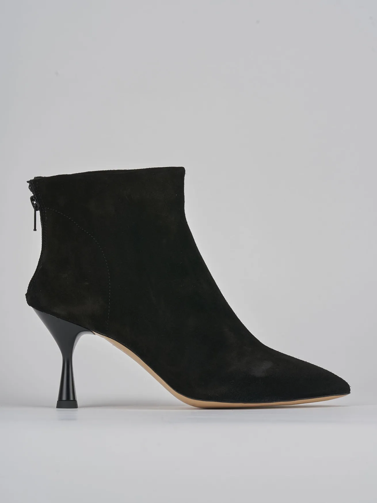 Stivaletti tacco 7cm camoscio nero
