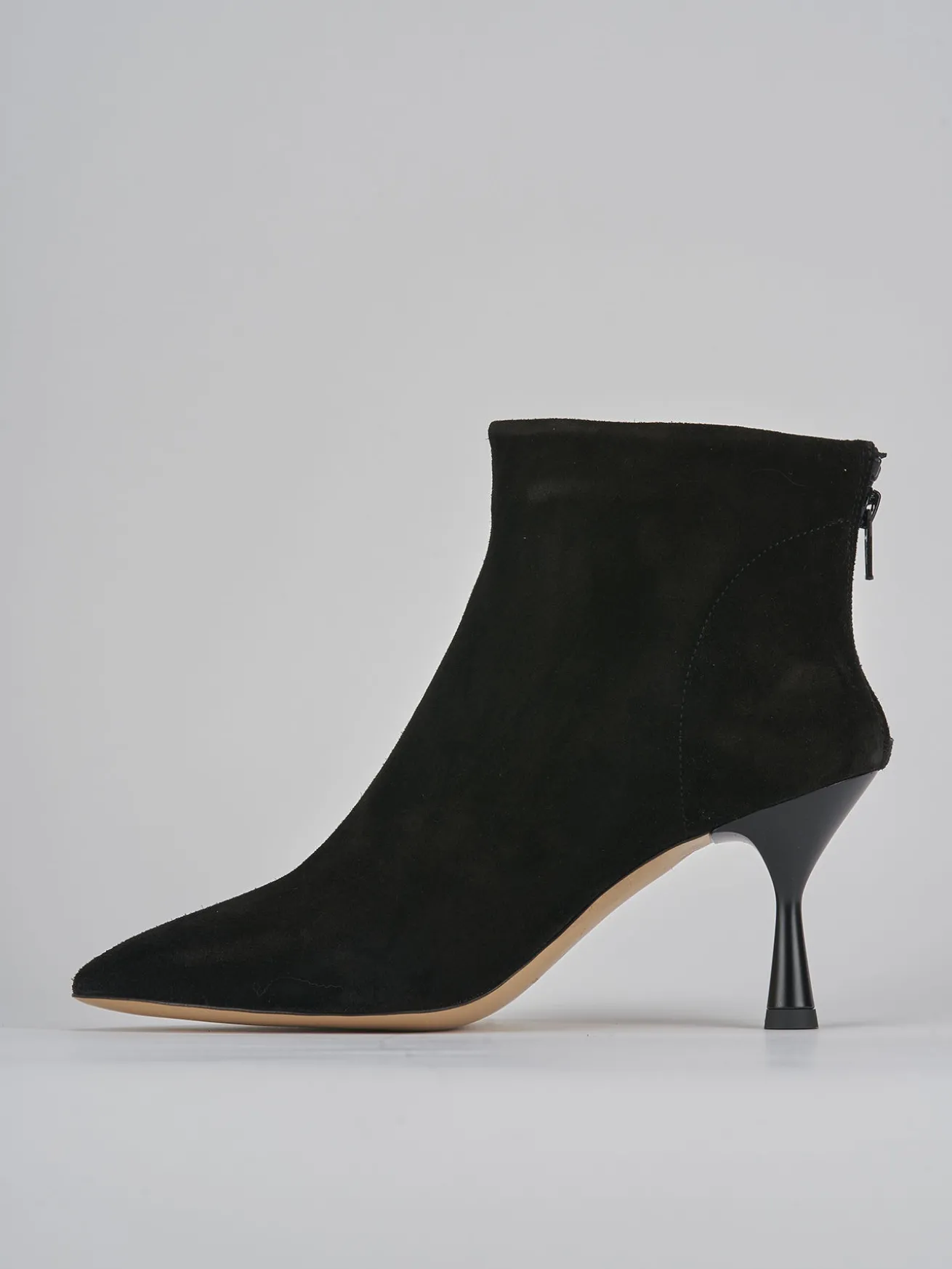 Stivaletti tacco 7cm camoscio nero