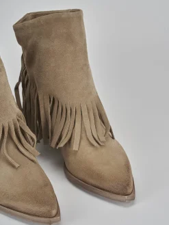 Stivaletti tacco 6cm camoscio beige