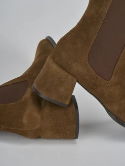 Stivaletti tacco 5cm camoscio marrone