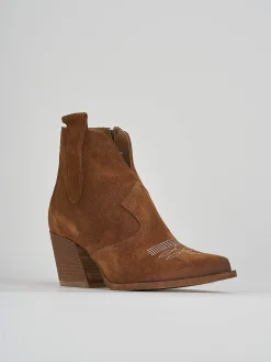 Stivaletti tacco 7cm camoscio marrone