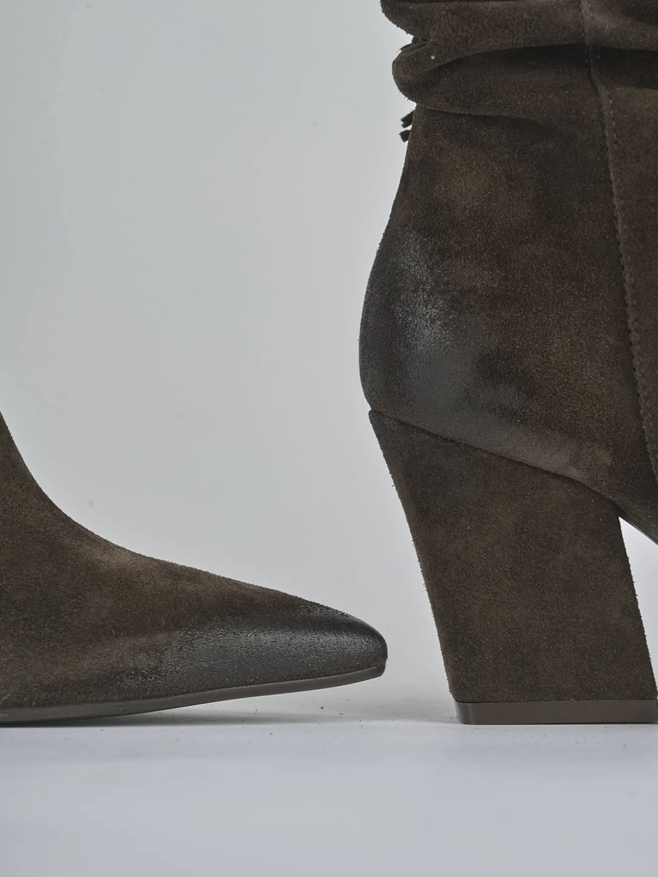 Stivaletti tacco 8cm camoscio testa