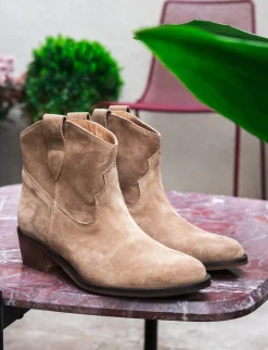 Stivaletti tacco 3cm camoscio marrone