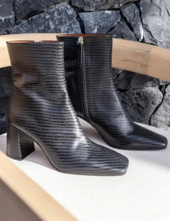 Stivaletti tacco 7cm cocco nero