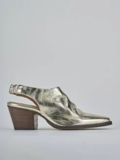 Stivaletti tacco 6cm laminato oro