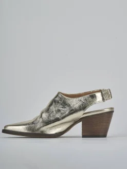 Stivaletti tacco 6cm laminato oro