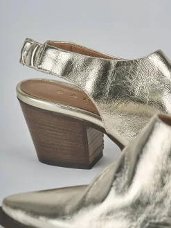 Stivaletti tacco 6cm laminato oro