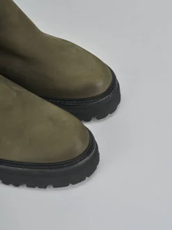 Stivaletti tacco 2cm nabuk verde