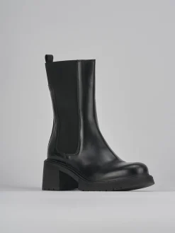 Stivaletti tacco 5cm pelle nero