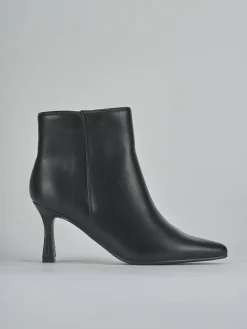 Stivaletti tacco 7cm pelle sostenibile nero