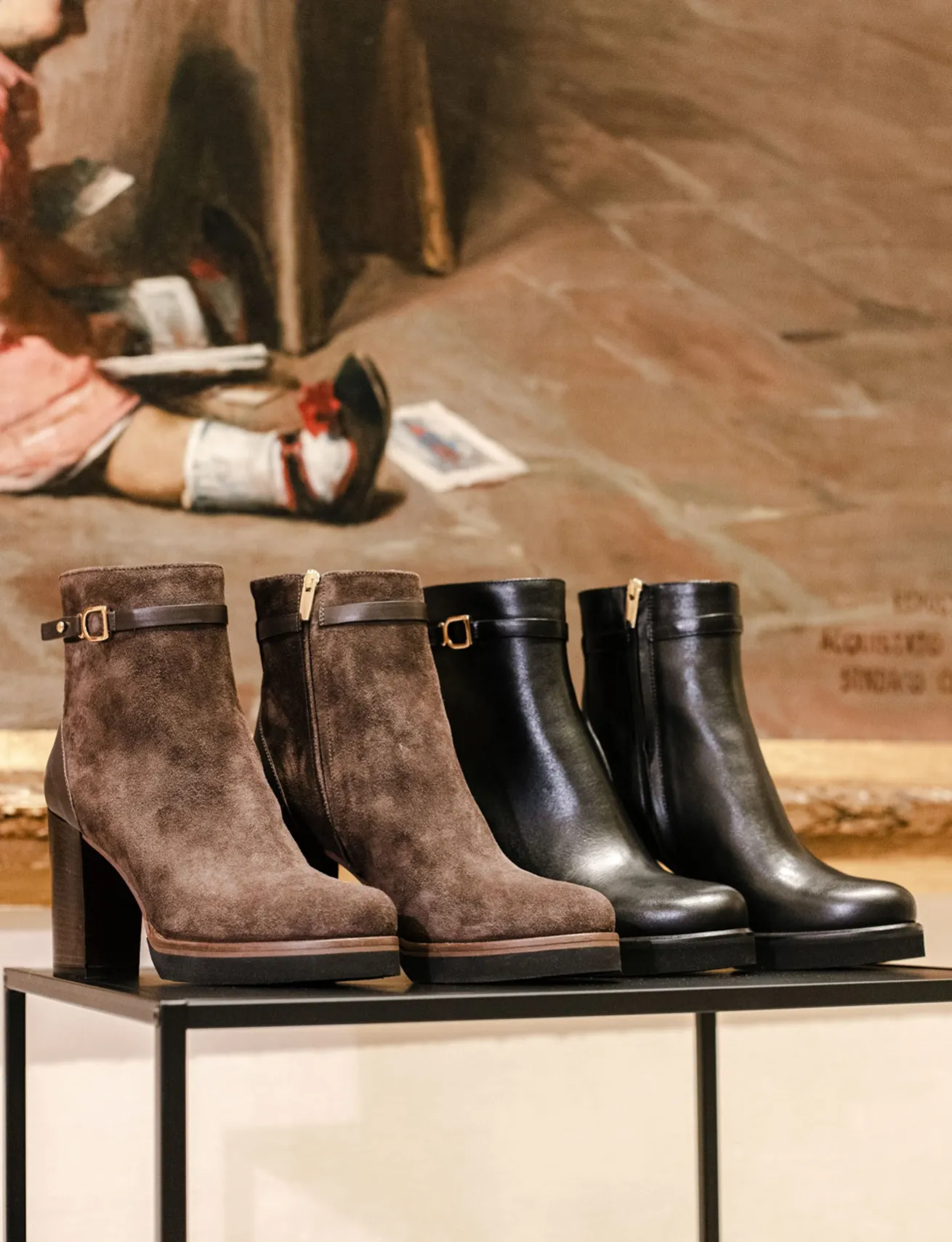 Stivaletti tacco 10cm pelle nero