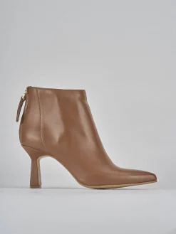 Stivaletti tacco 5cm pelle marrone