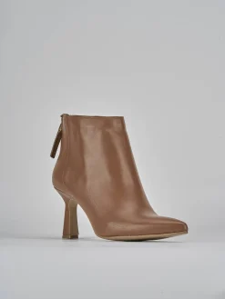 Stivaletti tacco 5cm pelle marrone