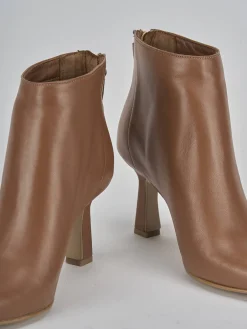 Stivaletti tacco 5cm pelle marrone