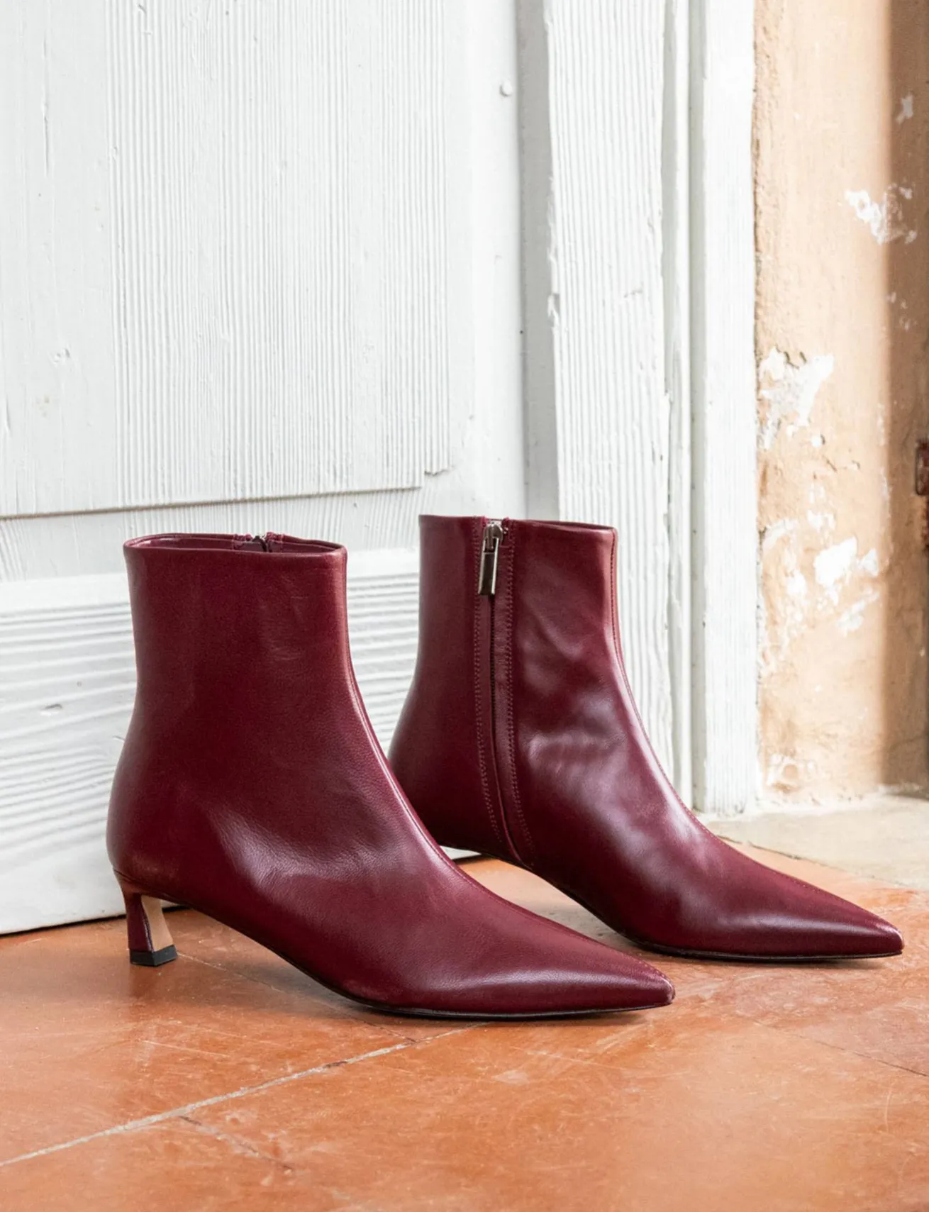 Stivaletti tacco 5cm pelle bordo'