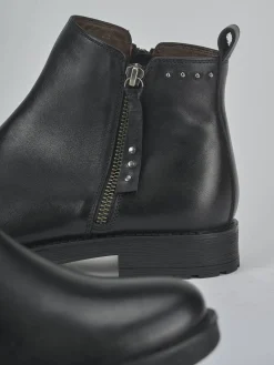 Stivaletti tacco 1cm pelle nero