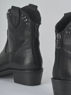 Stivaletti tacco 3cm pelle nero