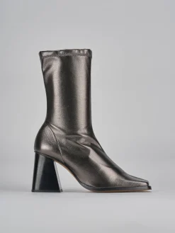 Stivaletti tacco 7cm pelle argento