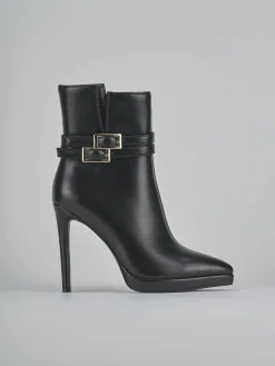 Stivaletti tacco 10cm pelle sostenibile nero