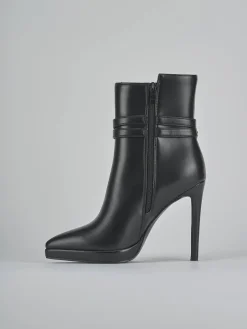 Stivaletti tacco 10cm pelle sostenibile nero