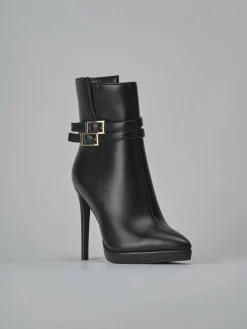 Stivaletti tacco 10cm pelle sostenibile nero