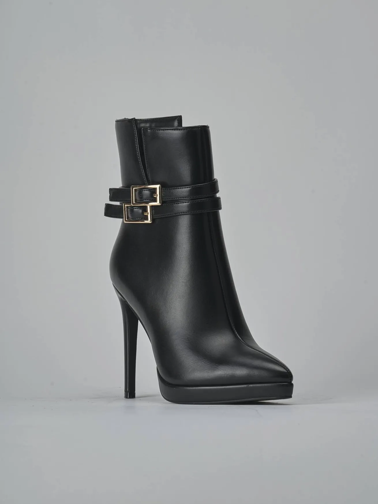 Stivaletti tacco 10cm pelle sostenibile nero