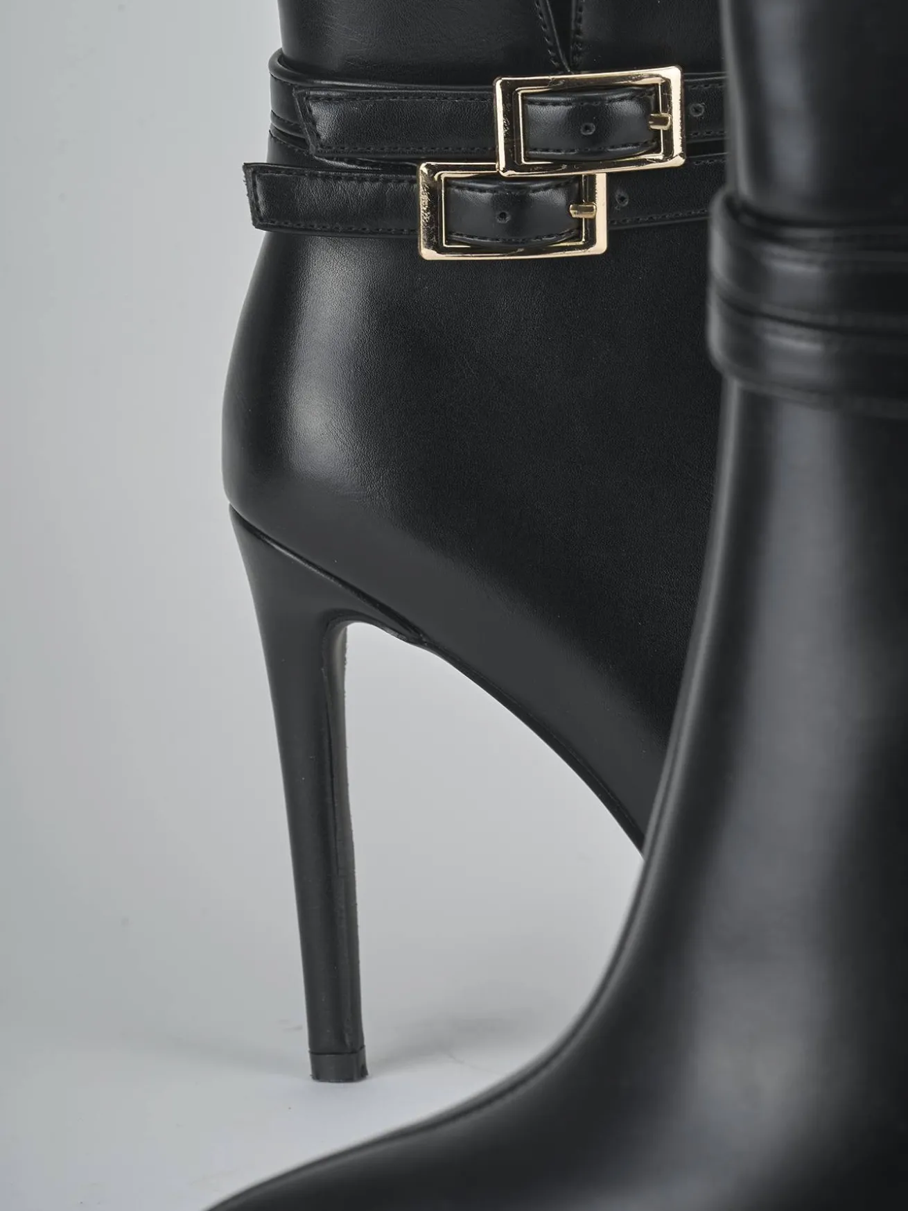 Stivaletti tacco 10cm pelle sostenibile nero