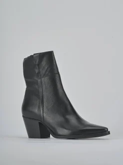 Stivaletti tacco 6cm pelle nero