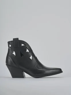 Stivaletti tacco 6cm pelle nero