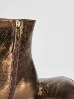 Stivaletti tacco 5cm pelle bronzo