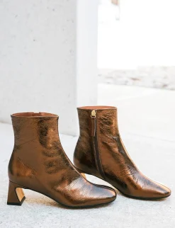 Stivaletti tacco 5cm pelle bronzo