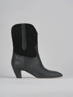 Stivaletti tacco 5cm pelle nero