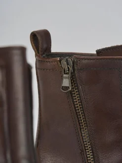 Stivaletti tacco 2cm pelle marrone