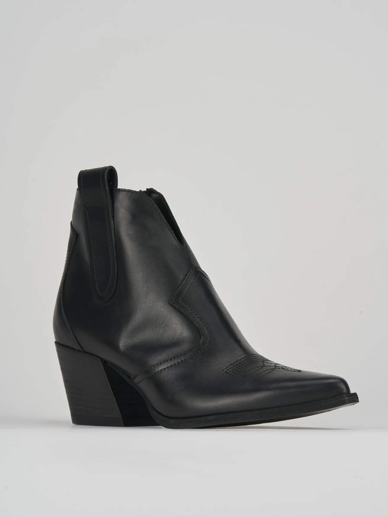 Stivaletti tacco 7cm pelle nero