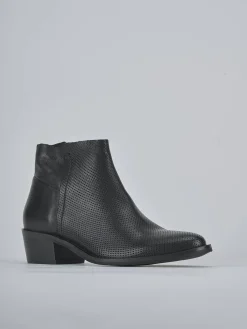 Stivaletti tacco 4cm pelle nero