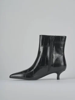 Stivaletti tacco 5cm pelle sostenibile nero