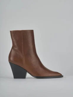 Stivaletti tacco 8cm pelle marrone
