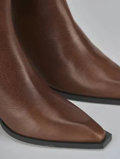 Stivaletti tacco 8cm pelle marrone