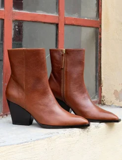 Stivaletti tacco 8cm pelle marrone