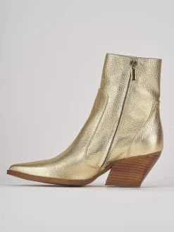 Stivaletti tacco 7cm pelle oro