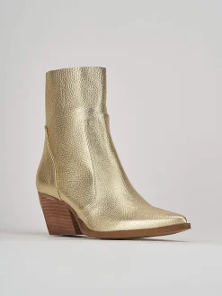 Stivaletti tacco 7cm pelle oro