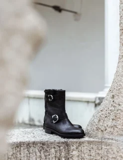 Stivaletti tacco 1cm pelle nero