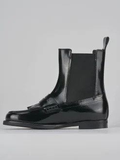 Stivaletti tacco 1cm pelle nero